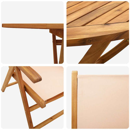 vidaXL Garten Essgruppe 7 pcs Beige Massivholz Akazie