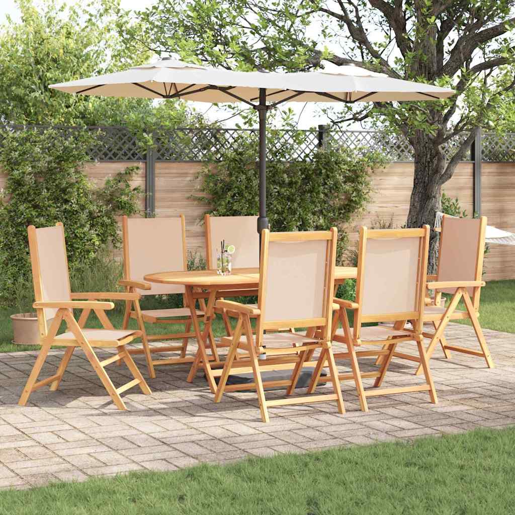 vidaXL Garten Essgruppe 7 pcs Beige Massivholz Akazie