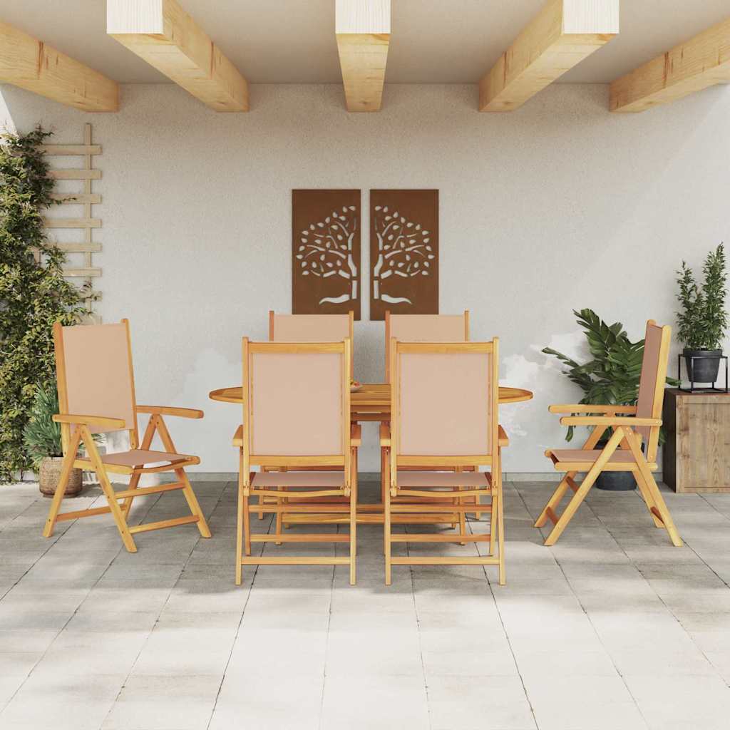 vidaXL Garten Essgruppe 7 pcs Beige Massivholz Akazie