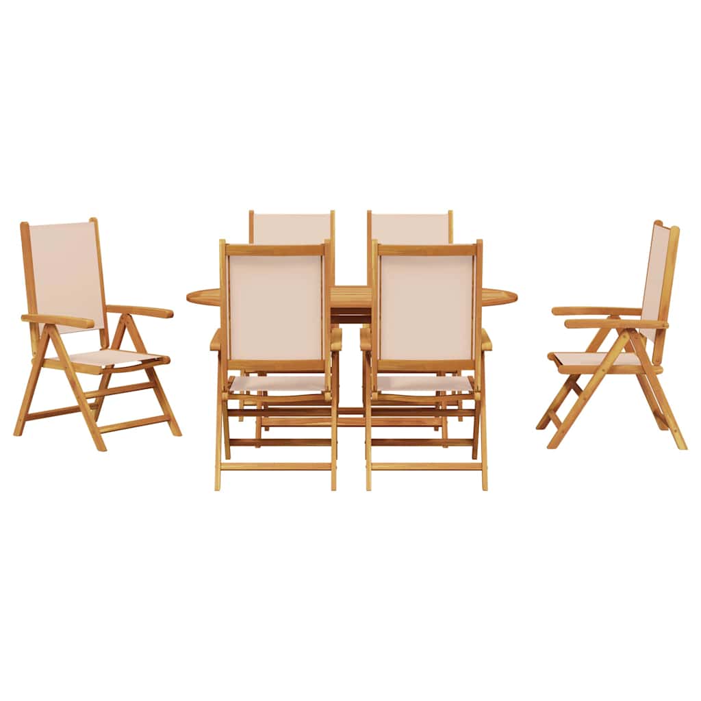 vidaXL Garten Essgruppe 7 pcs Beige Massivholz Akazie