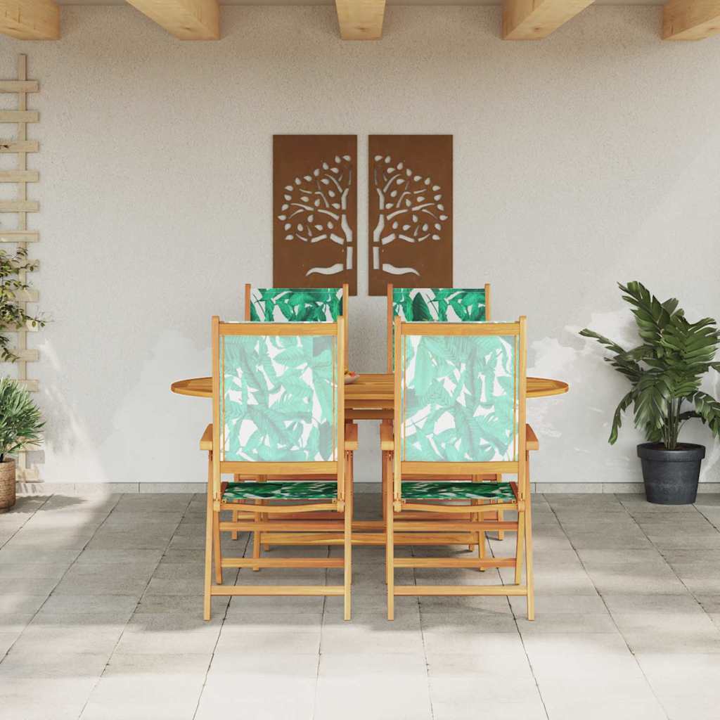 vidaXL Garten Essgruppe 5 pcs Blattmuster Massivholz Akazie