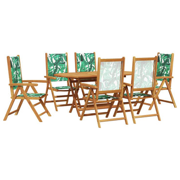 vidaXL Garten Essgruppe 7 pcs Blattmuster Massivholz Akazie
