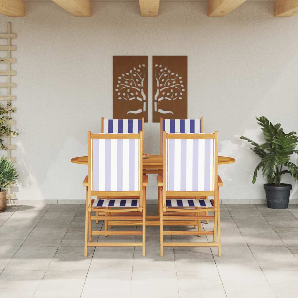 vidaXL Garten Essgruppe 5 pcs Blau und Weiß Massivholz Akazie
