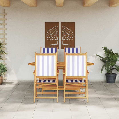 vidaXL Garten Essgruppe 5 pcs Blau und Weiß Massivholz Akazie