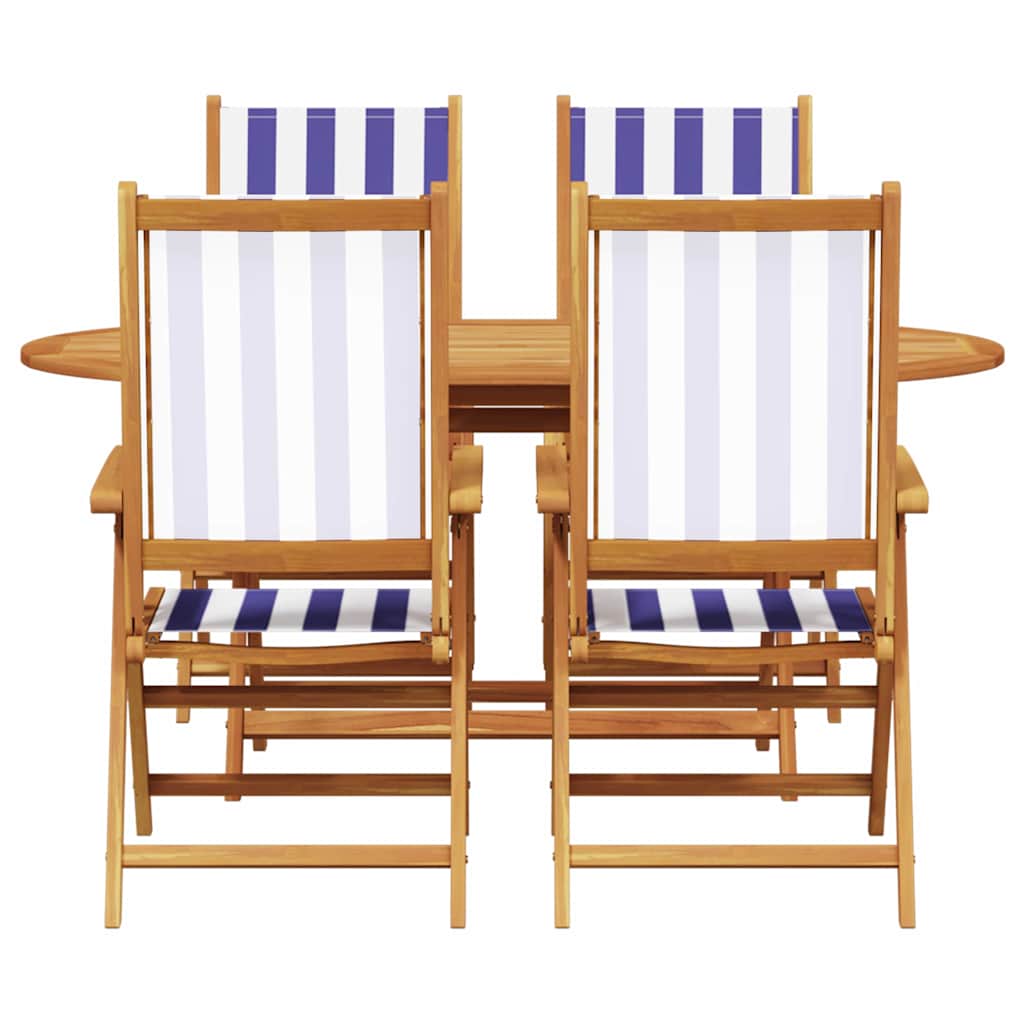 vidaXL Garten Essgruppe 5 pcs Blau und Weiß Massivholz Akazie