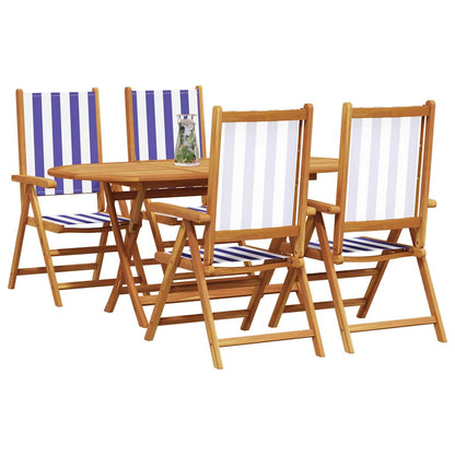 vidaXL Garten Essgruppe 5 pcs Blau und Weiß Massivholz Akazie