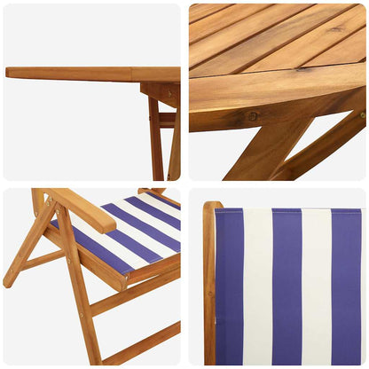 vidaXL Garten Essgruppe 7 pcs Blau und Weiß Massivholz Akazie