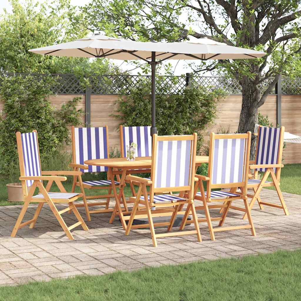 vidaXL Garten Essgruppe 7 pcs Blau und Weiß Massivholz Akazie