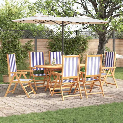 vidaXL Garten Essgruppe 7 pcs Blau und Weiß Massivholz Akazie