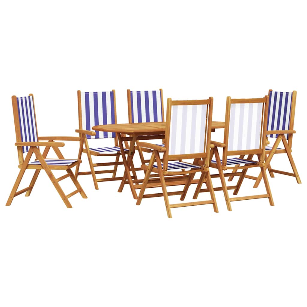 vidaXL Garten Essgruppe 7 pcs Blau und Weiß Massivholz Akazie
