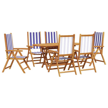 vidaXL Garten Essgruppe 7 pcs Blau und Weiß Massivholz Akazie