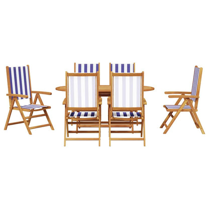 vidaXL Garten Essgruppe 7 pcs Blau und Weiß Massivholz Akazie