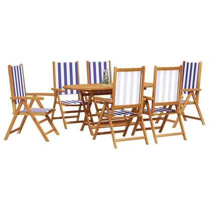vidaXL Garten Essgruppe 7 pcs Blau und Weiß Massivholz Akazie