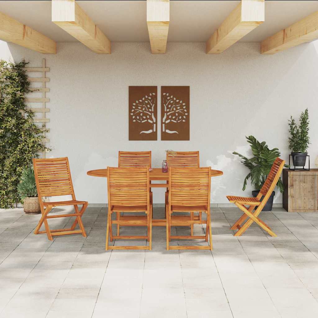 vidaXL Garten Essgruppe 7 pcs Braun Akazie Massivholz