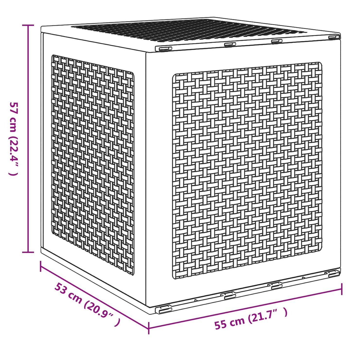 vidaXL Aufbewahrungsbox mit Speicher Weiß 55 x 53 x 57 cm Polypropylen