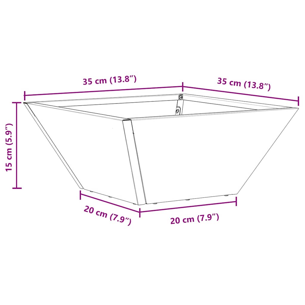 vidaXL Garten-Pflanzgefäß Schwarz 35 x 35 x 15 cm Kaltgewalzter Stahl