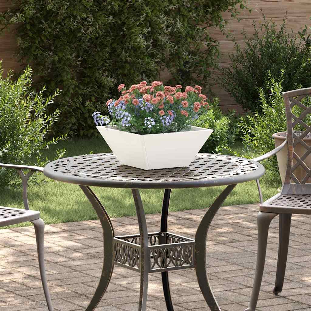 vidaXL Garten-Pflanzgefäß Weiß 35 x 35 x 15 cm Kaltgewalzter Stahl