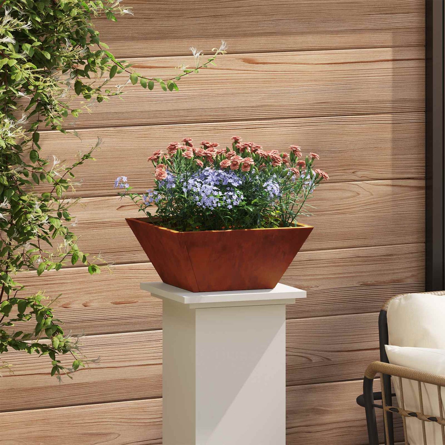 vidaXL Garten-Pflanzgefäß Rostig 35 x 35 x 15 cm Wetterfeststahl