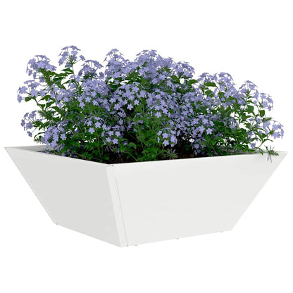 vidaXL Garten-Pflanzgefäß Weiß 40 x 40 x 15 cm Kaltgewalzter Stahl