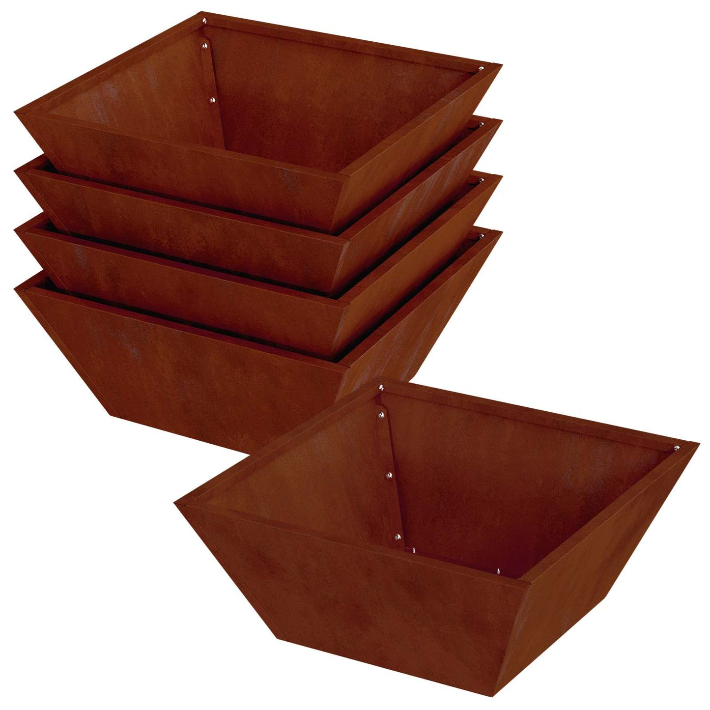 vidaXL Garten-Pflanzgefäß 5 pcs Rostig 40 x 40 x 15 cm Wetterfeststahl