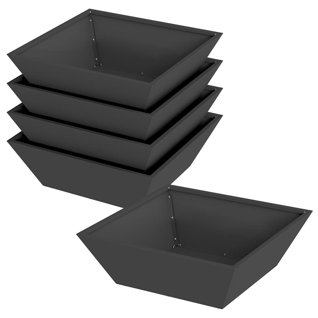 vidaXL Garten-Pflanzgefäß 5 pcs Schwarz 50 x 50 x 15 cm