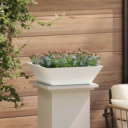 vidaXL Garten-Pflanzgefäß Weiß 50 x 50 x 15 cm Kaltgewalzter Stahl