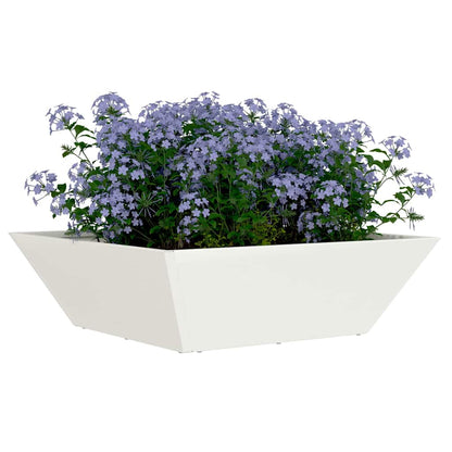 vidaXL Garten-Pflanzgefäß Weiß 50 x 50 x 15 cm Kaltgewalzter Stahl