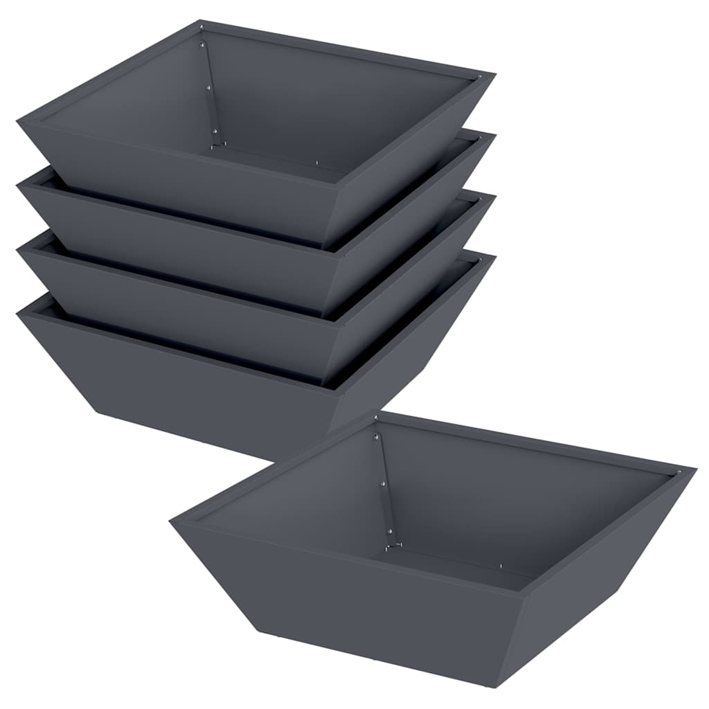 vidaXL Garten-Pflanzgefäß 5 pcs Anthrazit 50 x 50 x 15 cm