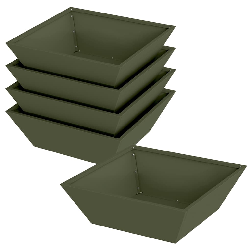 vidaXL Garten-Pflanzgefäß 5 pcs Olive Grün 50 x 50 x 15 cm