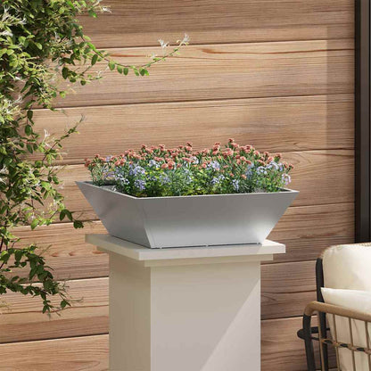 vidaXL Garten-Pflanzgefäß Silber 50 x 50 x 15 cm Verzinkter Stahl