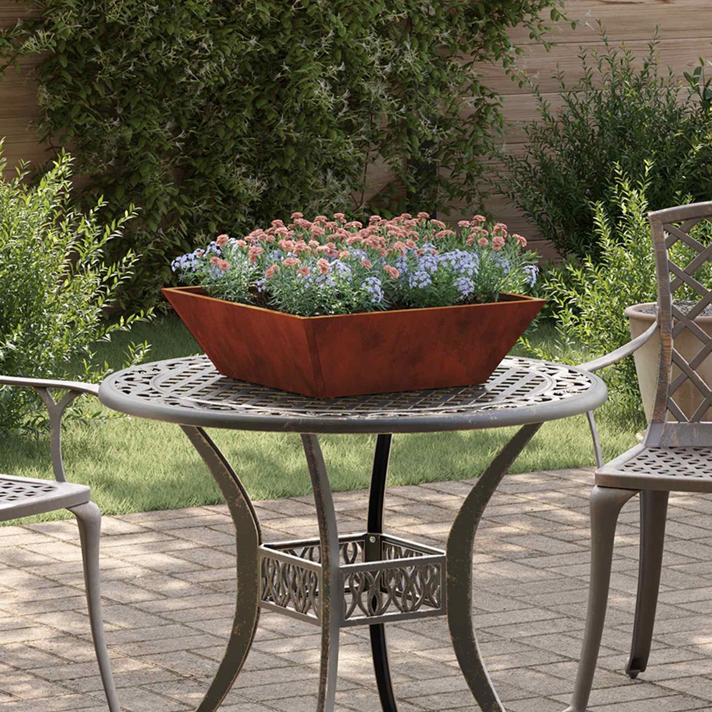 vidaXL Garten-Pflanzgefäß 5 pcs Rostig 50 x 50 x 15 cm Wetterfeststahl