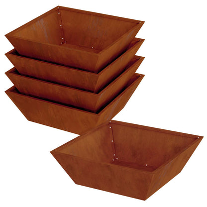 vidaXL Garten-Pflanzgefäß 5 pcs Rostig 50 x 50 x 15 cm Wetterfeststahl