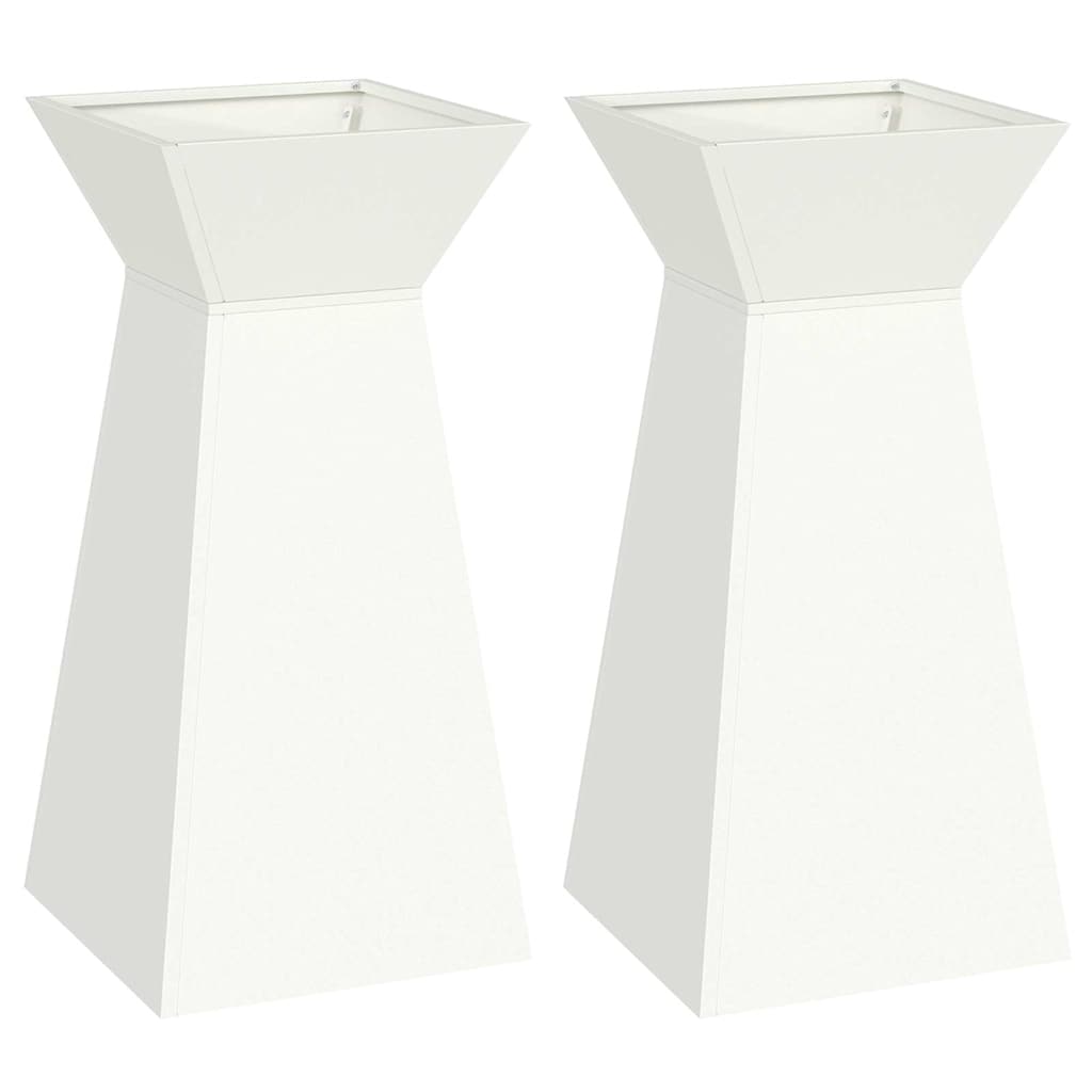 vidaXL Säulen Pflanzer 2 pcs Weiß 35 x 35 x 73 cm