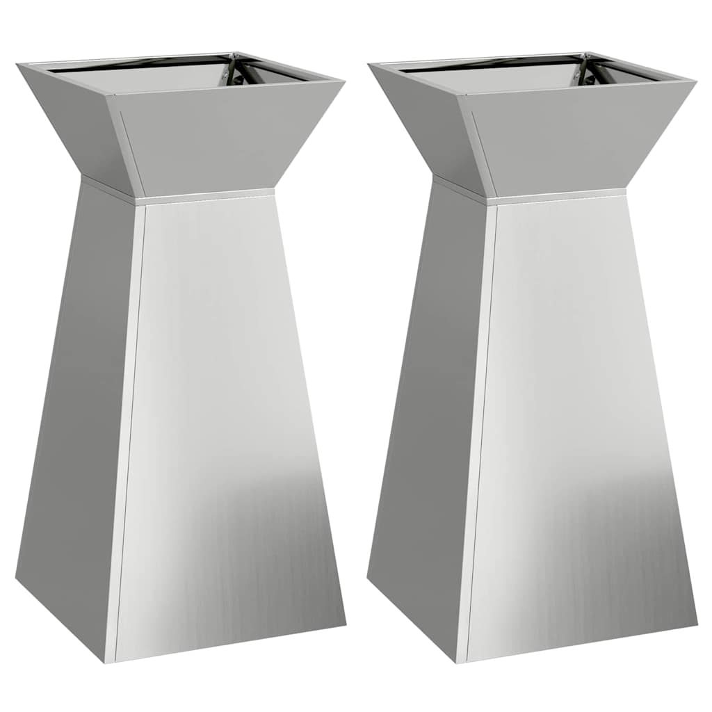 vidaXL Säulen Pflanzer 2 pcs Silber 35 x 35 x 73 cm