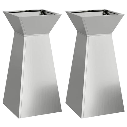 vidaXL Säulen Pflanzer 2 pcs Silber 35 x 35 x 73 cm