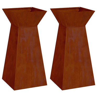 vidaXL Säulen Pflanzer 2 pcs Silber 35 x 35 x 73 cm
