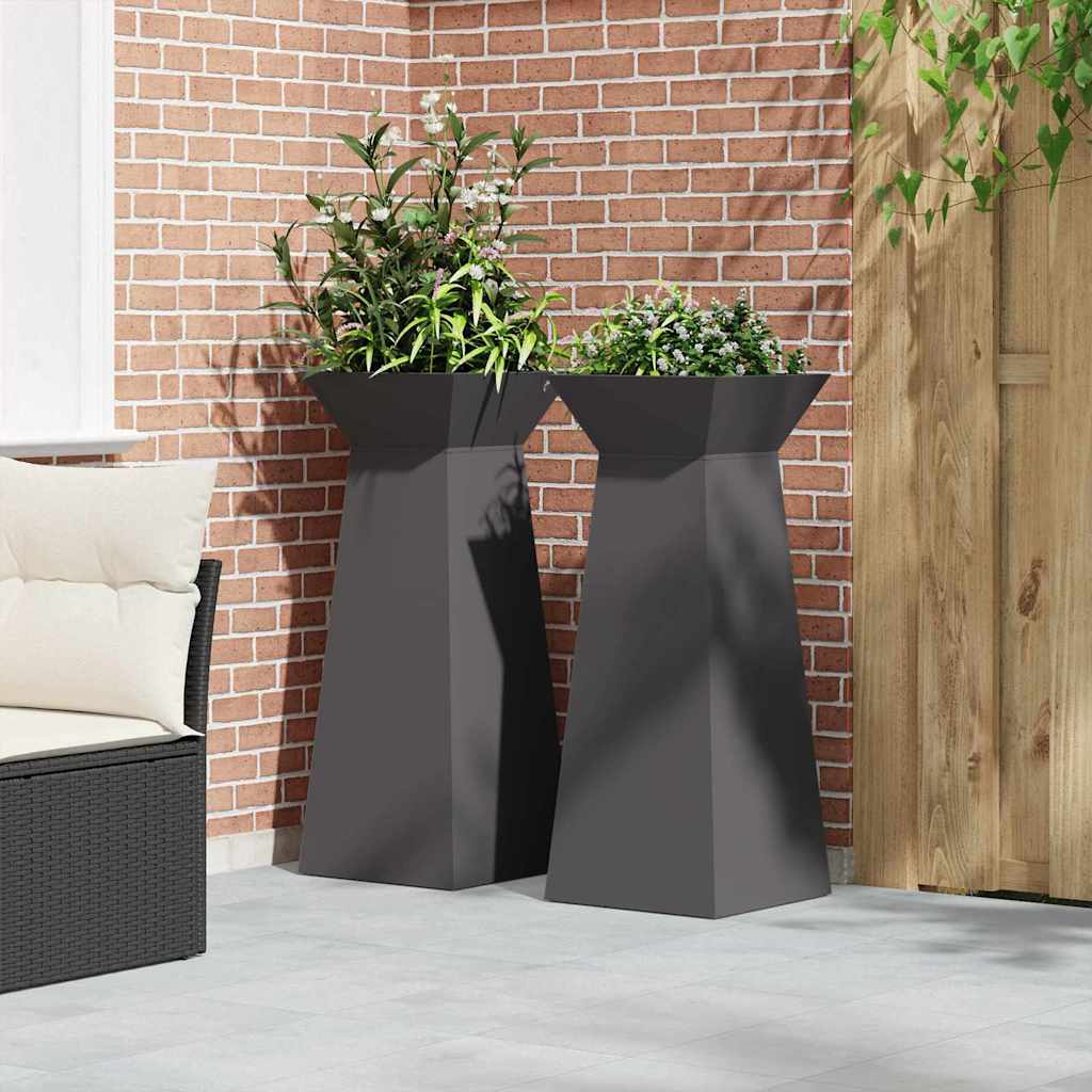 vidaXL Säulen Pflanzer 2 pcs Schwarz 40 x 40 x 100 cm