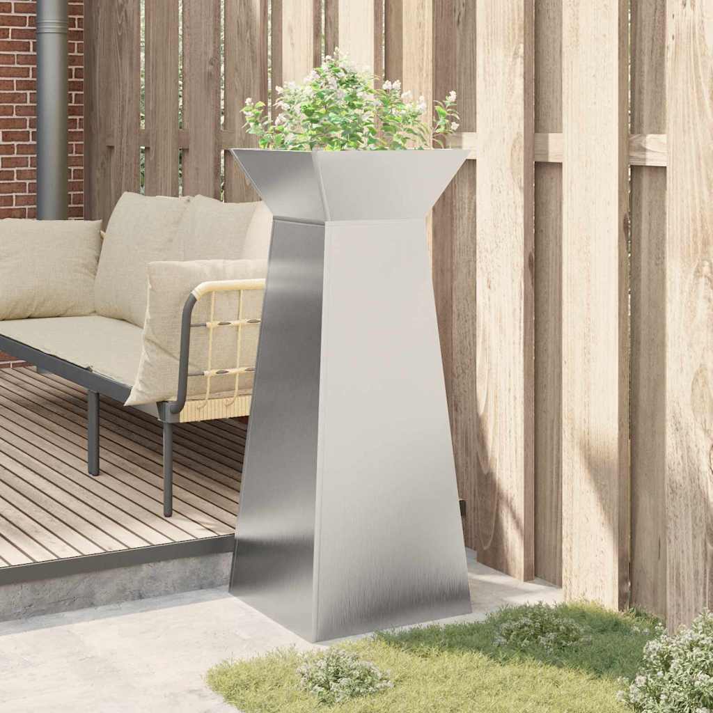 vidaXL Säulen Pflanzer Silber 40 x 40 x 100 cm