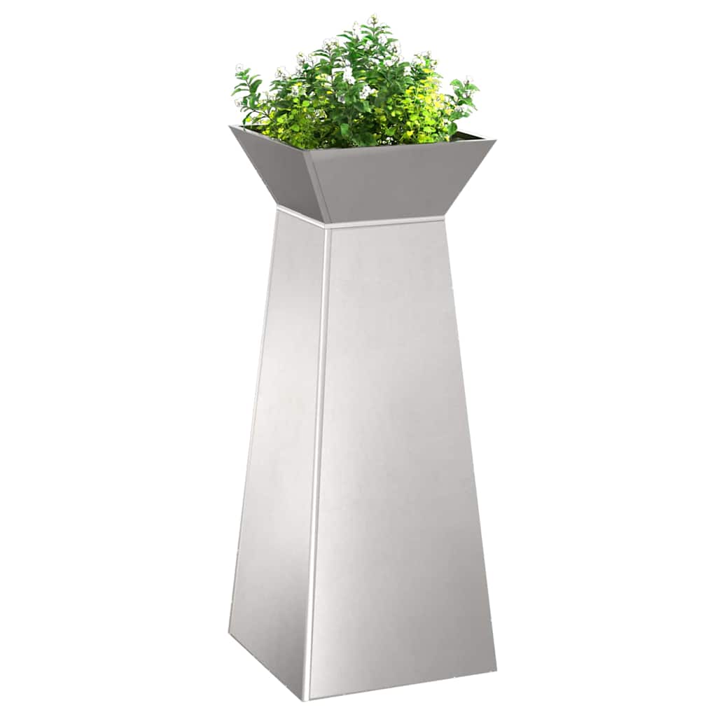 vidaXL Säulen Pflanzer Silber 40 x 40 x 100 cm