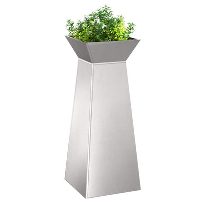 vidaXL Säulen Pflanzer Silber 40 x 40 x 100 cm
