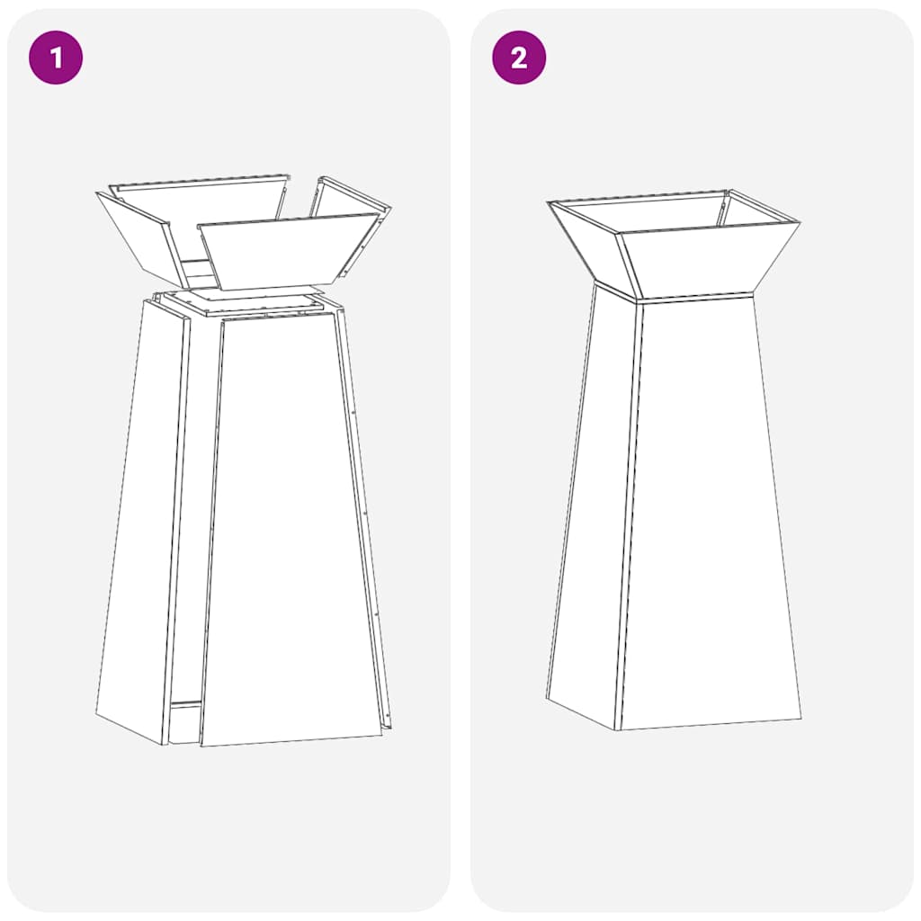 vidaXL Säulen Pflanzer 2 pcs Silber 40 x 40 x 100 cm