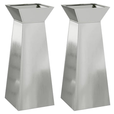 vidaXL Säulen Pflanzer 2 pcs Silber 40 x 40 x 100 cm