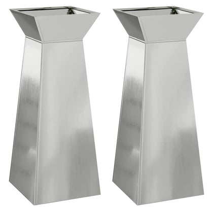Säulen Pflanzer 2 pcs Silber 40 x 40 x 100 cm