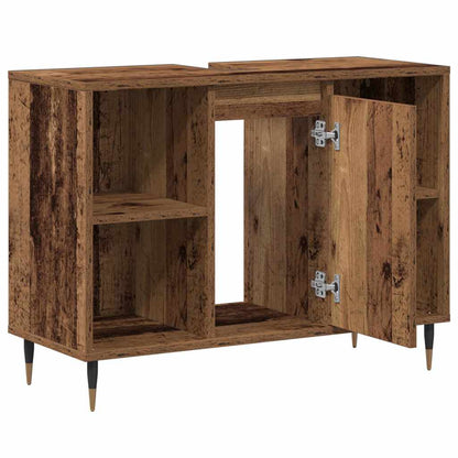 vidaXL Badezimmerschrank mit Tür Altholz 80 x 33 x 60 cm Holzwerkstoff