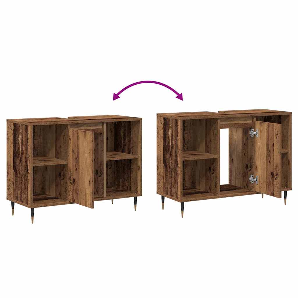 vidaXL Badezimmerschrank mit Tür Altholz 80 x 33 x 60 cm Holzwerkstoff