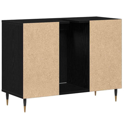 vidaXL Badezimmerschrank mit Tür Schwarz 80 x 33 x 60 cm Holzwerkstoff