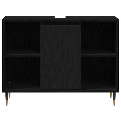 vidaXL Badezimmerschrank mit Tür Schwarz 80 x 33 x 60 cm Holzwerkstoff