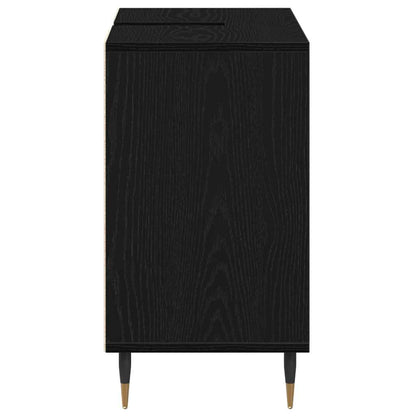vidaXL Badezimmerschrank mit Tür Schwarz 80 x 33 x 60 cm Holzwerkstoff