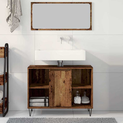 vidaXL Badezimmerschrank mit Tür Altholz 80 x 33 x 60 cm Holzwerkstoff