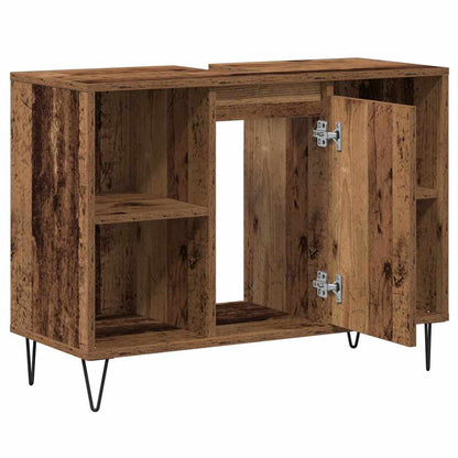 vidaXL Badezimmerschrank mit Tür Altholz 80 x 33 x 60 cm Holzwerkstoff